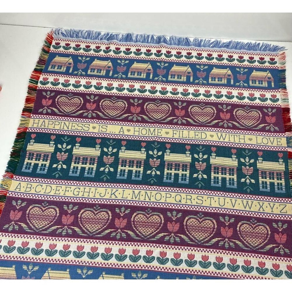 Happiness Is A Home Filled With Love Tapestry Throw Blanket 48x56 Handmade AI130